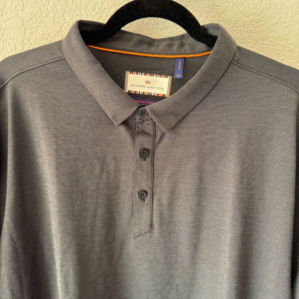 Modern Ambition Delightfully Technical Gray Performance Golf Polo Shirt Mens XXL